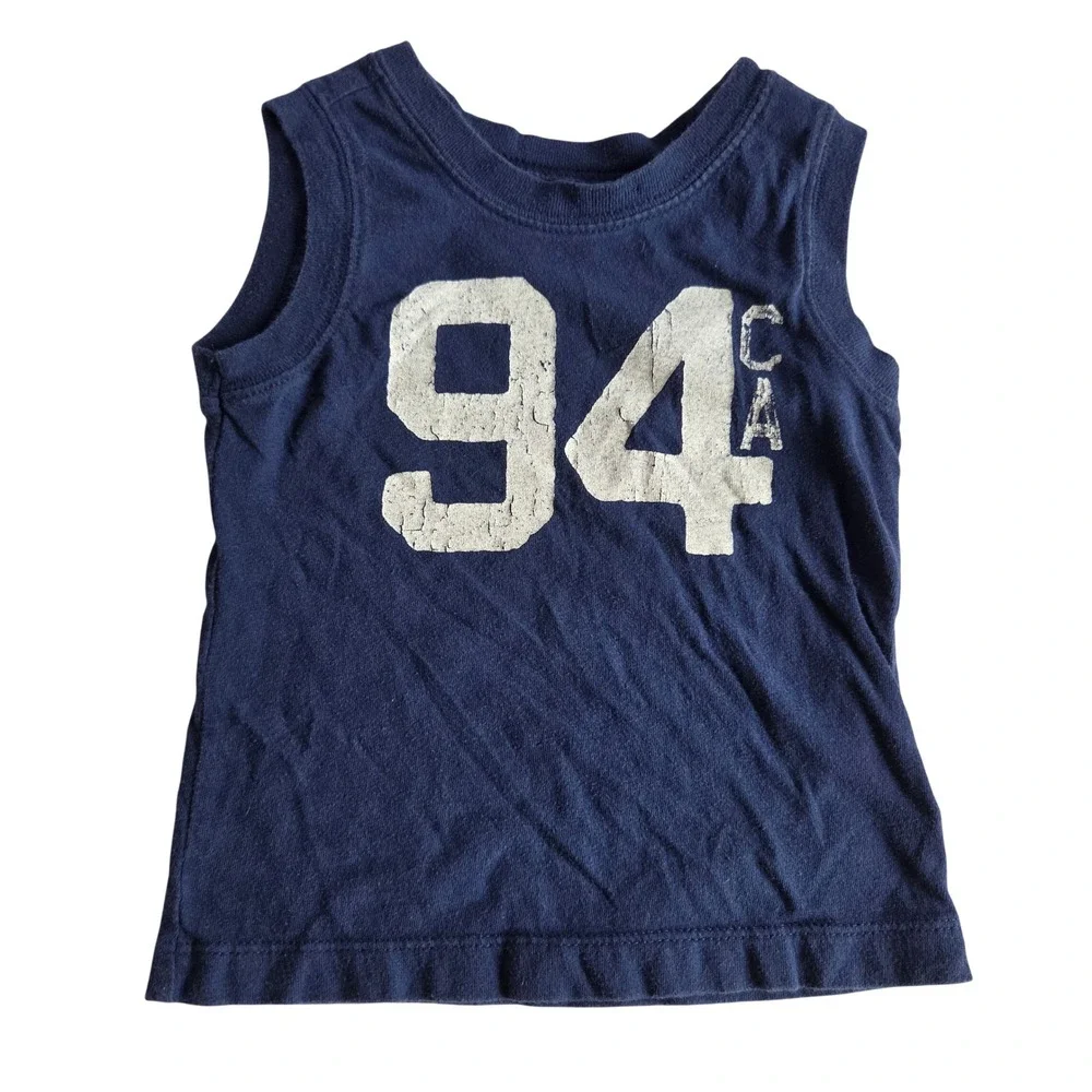 Old Navy Boys Navy Blue 94 CA Graphic Sleeveless Tank Top Baby Tee Size 2T